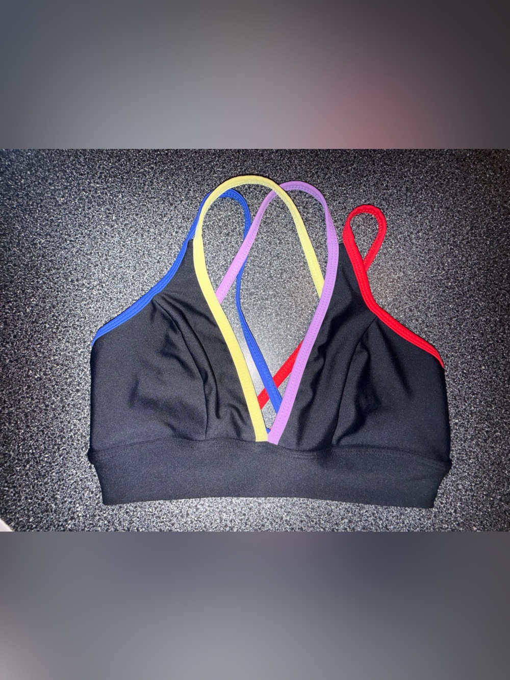 Five Dancewear Black Bra Top Black/Multicolor Straps Size Adult Small